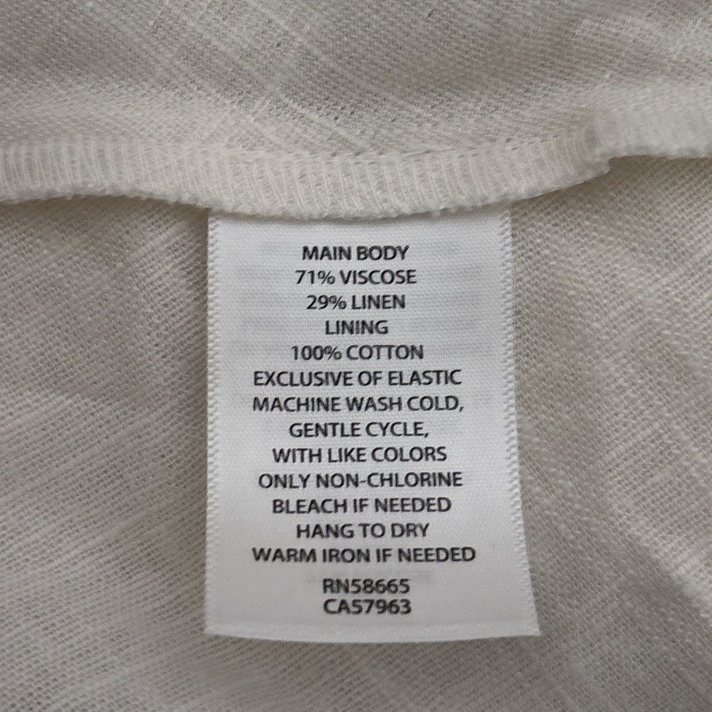 Chelsea 28 Dress L Cream Linen Blend Smocked Tiered Maxi Boho Minimalist Beach - Picture 10 of 12